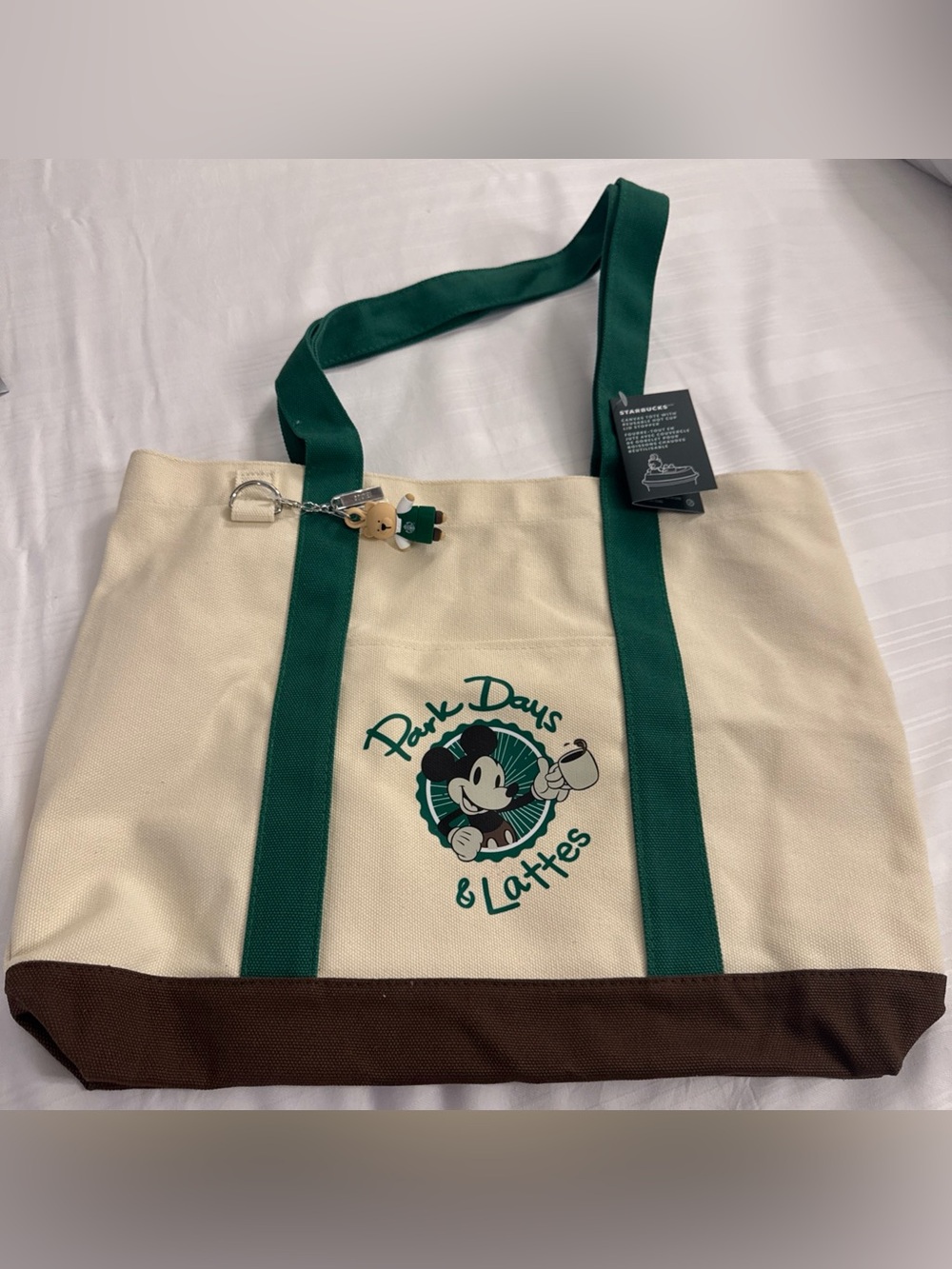 NEW🌟Disney Parks Mickey Mouse Starbucks Canvas Tote Bag Park Days & Lattes